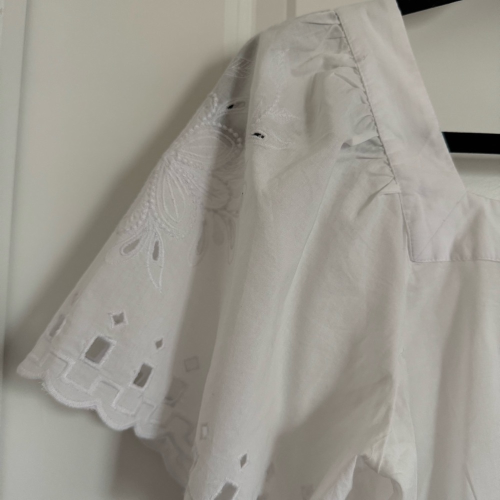 LOFT Ivory White Embroidered Floral Blouse, XS - Picture 6 of 11
